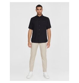 Knowledge Cotton Linen S/Sl Black Shirt