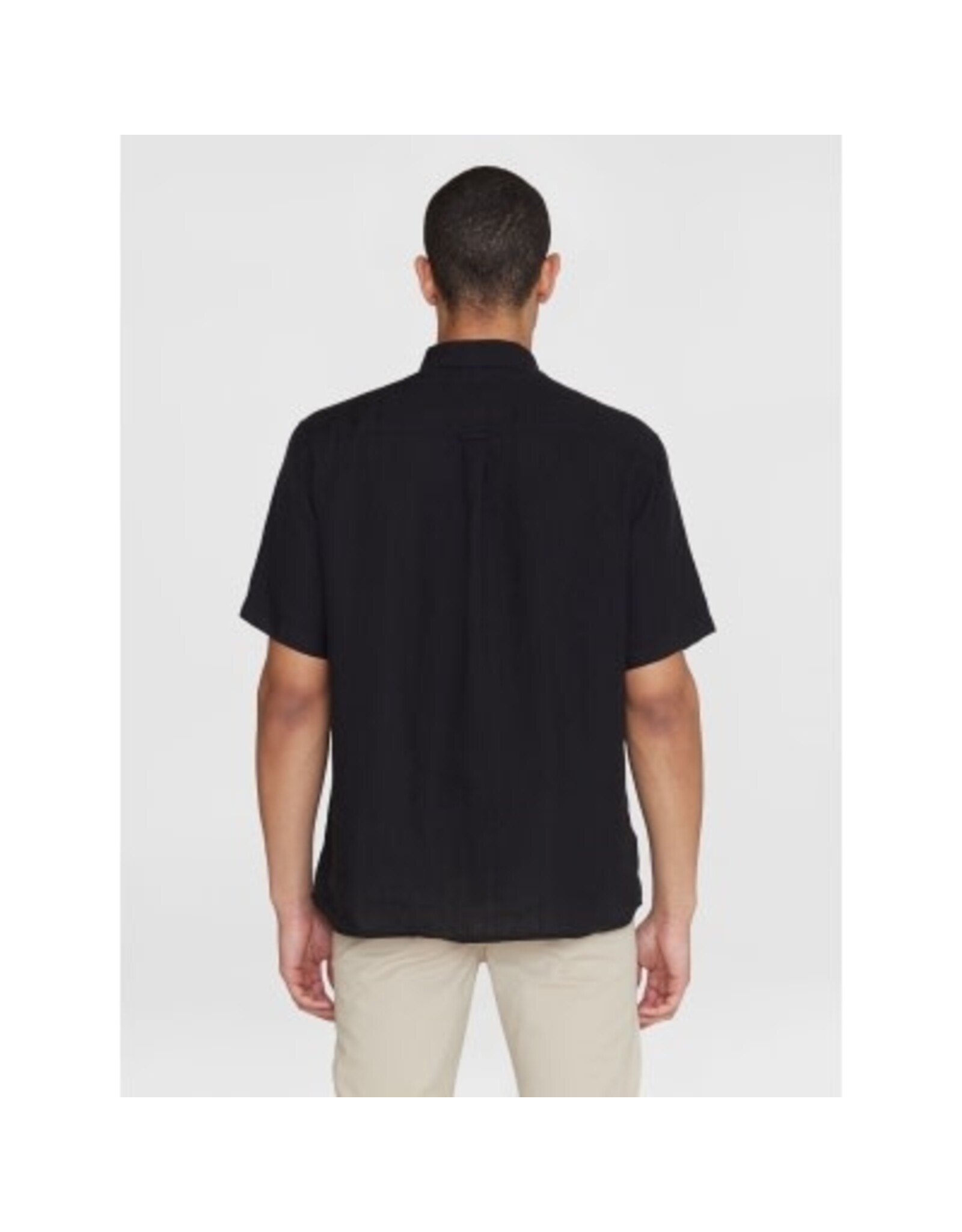 Knowledge Cotton Linen S/Sl Black Shirt