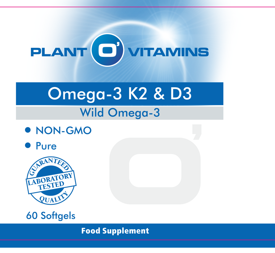 Plant O'Vitamins Omega-3 K2 & D3 60 softgels