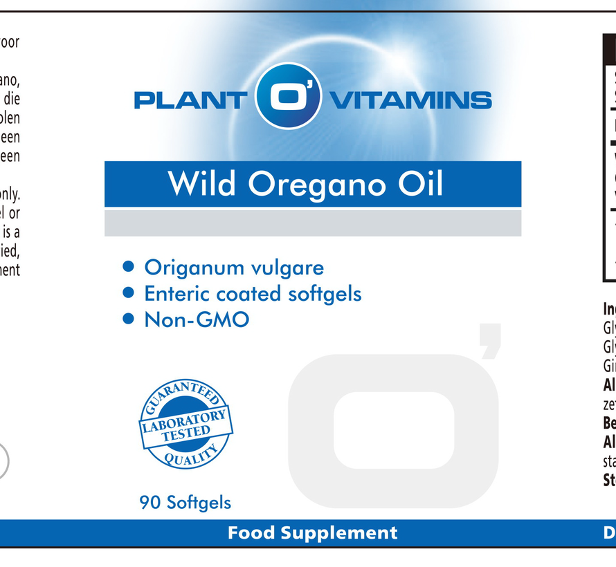 Wilde Oregano Olie 90 softgels Plantovitamins
