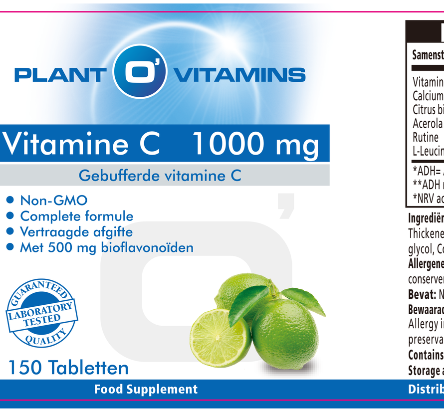 3 stuks Vitamine C 1000 mg Plantovitamins