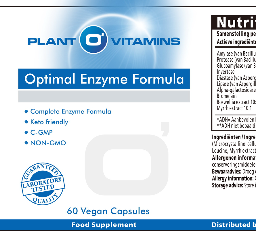 Optimal Enzyme Formula  60 Vcaps Plantovitamins