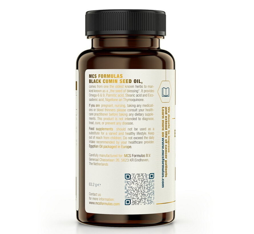 MCS Formulas Black Cumin Seed Oil, 500 mg 90 softgels