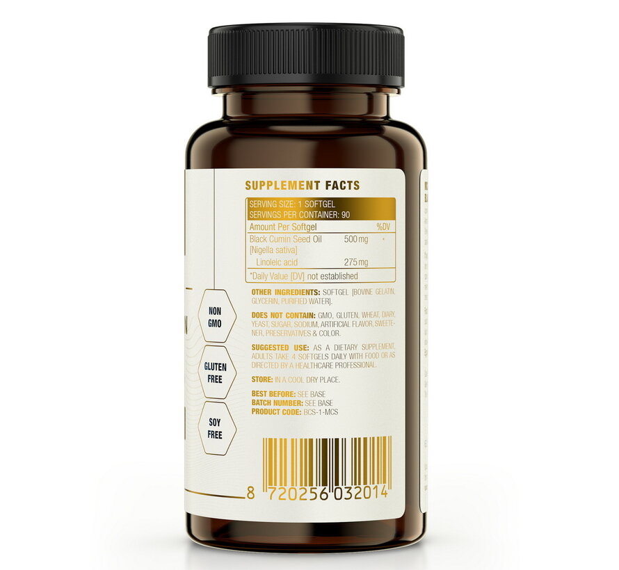 MCS Formulas Black Cumin Seed Oil, 500 mg 90 softgels