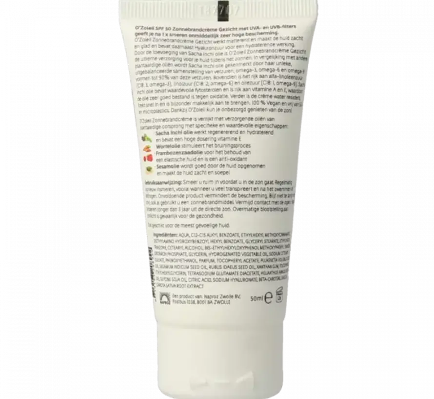 O' Zoleil Zonnebrandcreme gezicht SPF50 50 ml