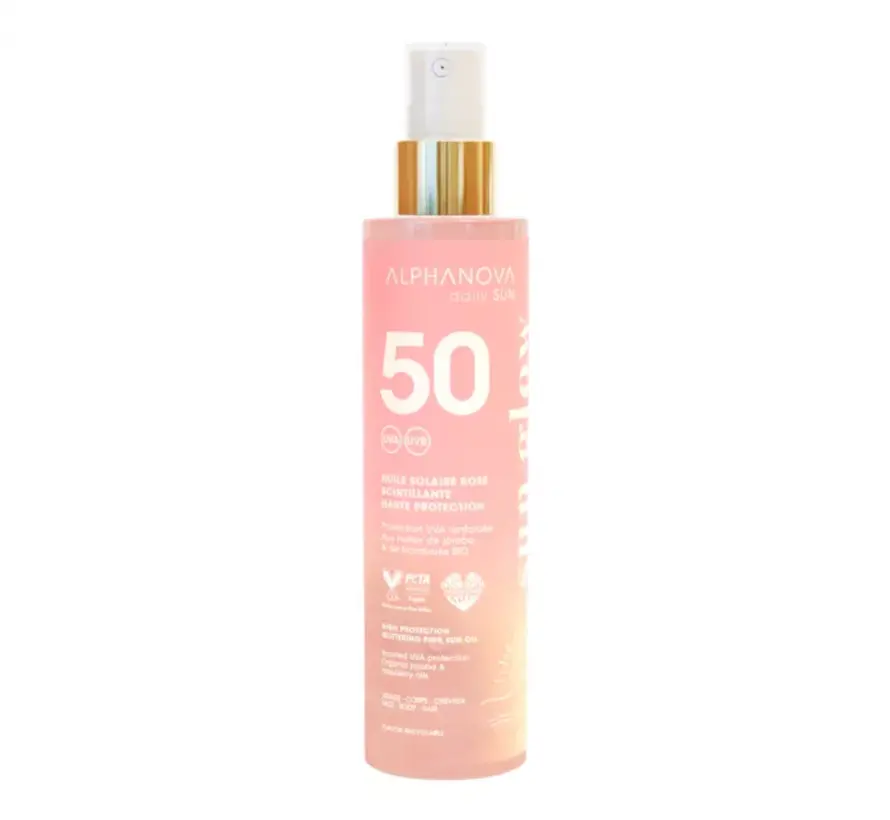Alphanova Glitter pink sun oil bio SPF50 125 ml