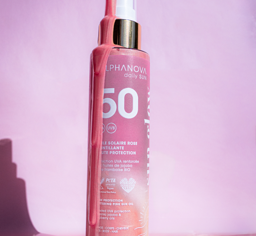 Alphanova Glitter pink sun oil bio SPF50 125 ml
