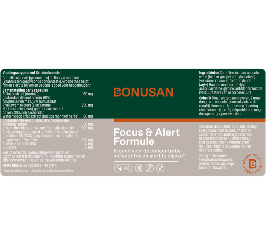 Bonusan Focus & Alert Formule 40 capsules
