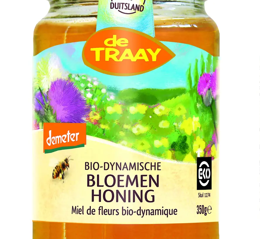De Traay Bio-dynamische Bloemen honing 350 gram