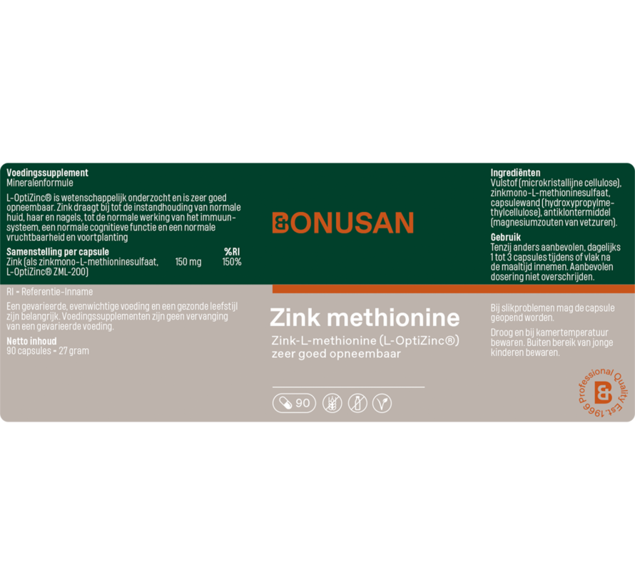 Bonusan Zinkmethionine 90 capsules
