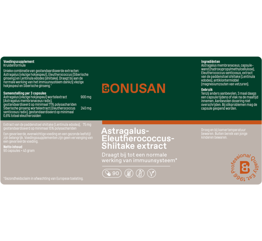 Bonusan Astragalus-Eleutherococcus-Shiitake extract 90 capsules