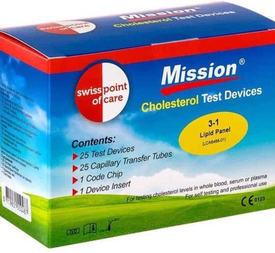 Swiss Point of Care Mission 3-in-1 Cholesterol 25 teststrips