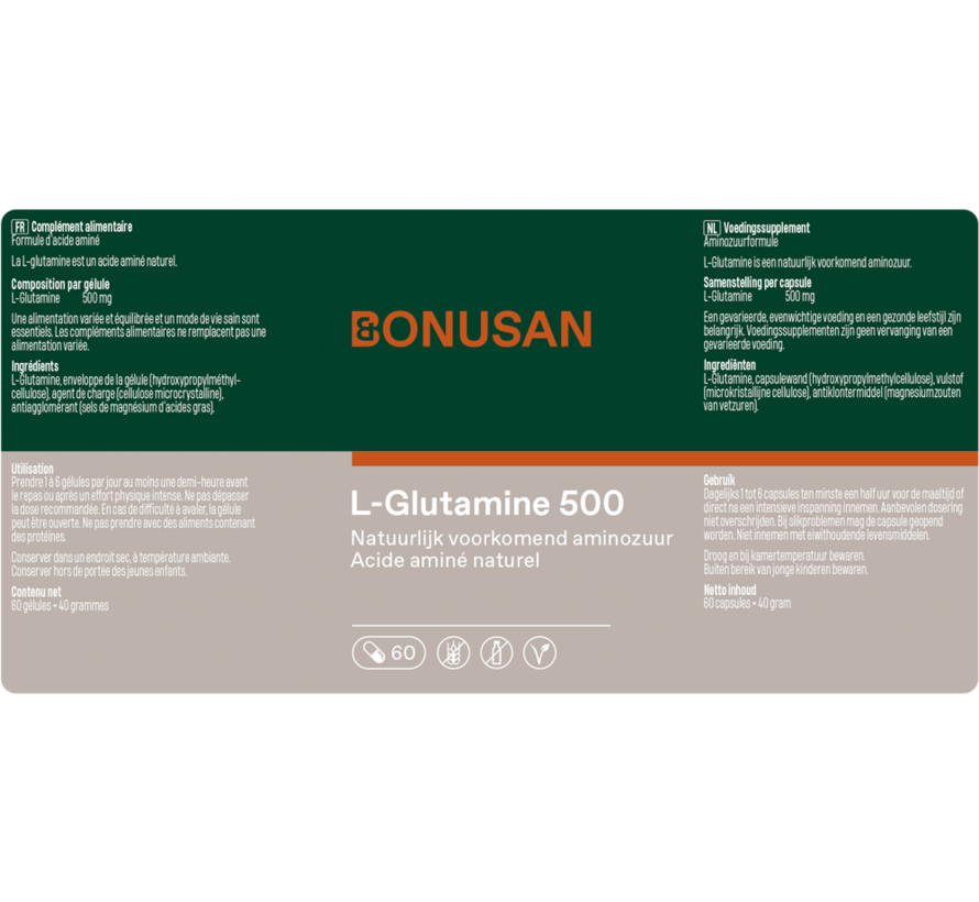 Bonusan L-Glutamine 500 mg 60 capsules