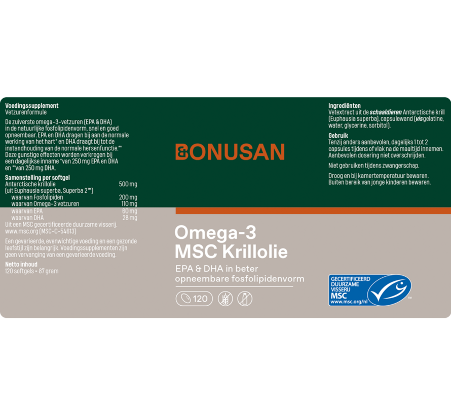 Bonusan Omega-3 MSC Krillolie 60/120 softgels