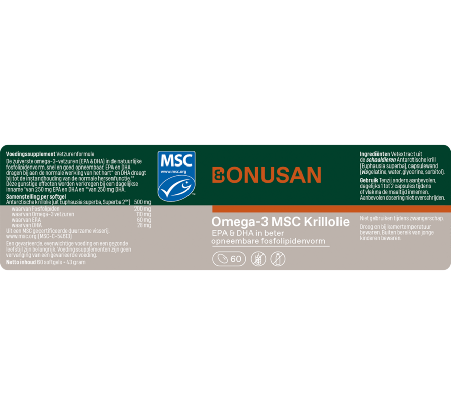 Bonusan Omega-3 MSC Krillolie 60 softgels