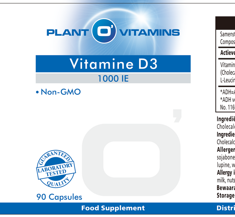 Vitamine D3 1000 IE Plantovitamins 90 capsules