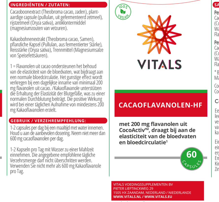 Vitals Cacaoflavanolen-HF 60 capsules