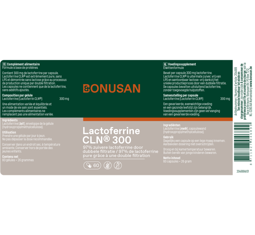 Bonusan Lactoferrine 300 mg 60 capsules