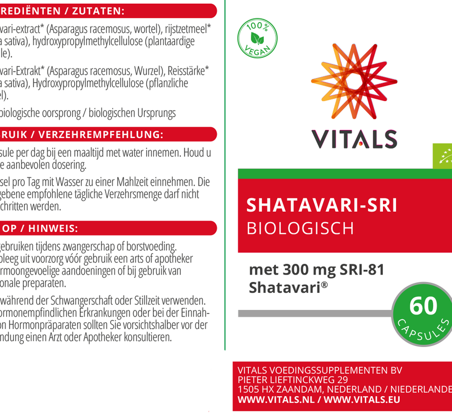 Shatavari-SRI Biologisch 60 capsules