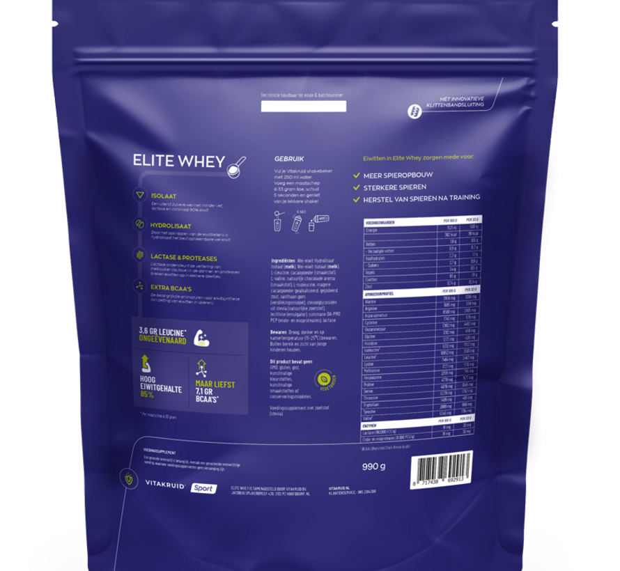 Vitakruid Elite Whey Protein Hydrolysate Isolate vanille 990 gram