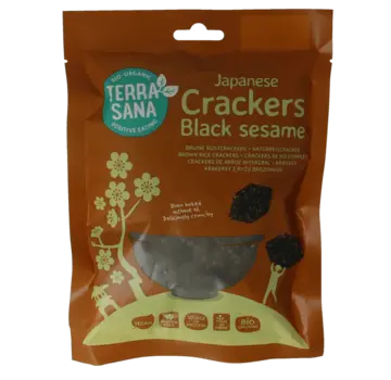 Terrasana TerraSana Japanse bruine rijstcrackers zwarte sesam bio 60gr
