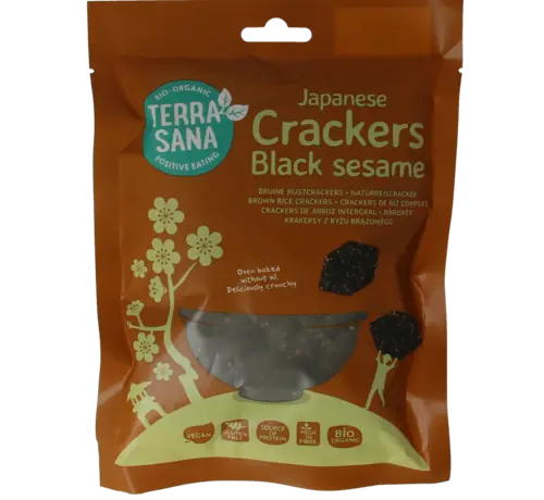 Terrasana TerraSana Japanse bruine rijstcrackers zwarte sesam bio 60gr