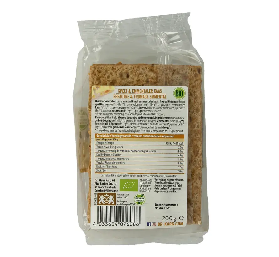 Dr. Karg's Spelt & Emmentaler bio 200 gram