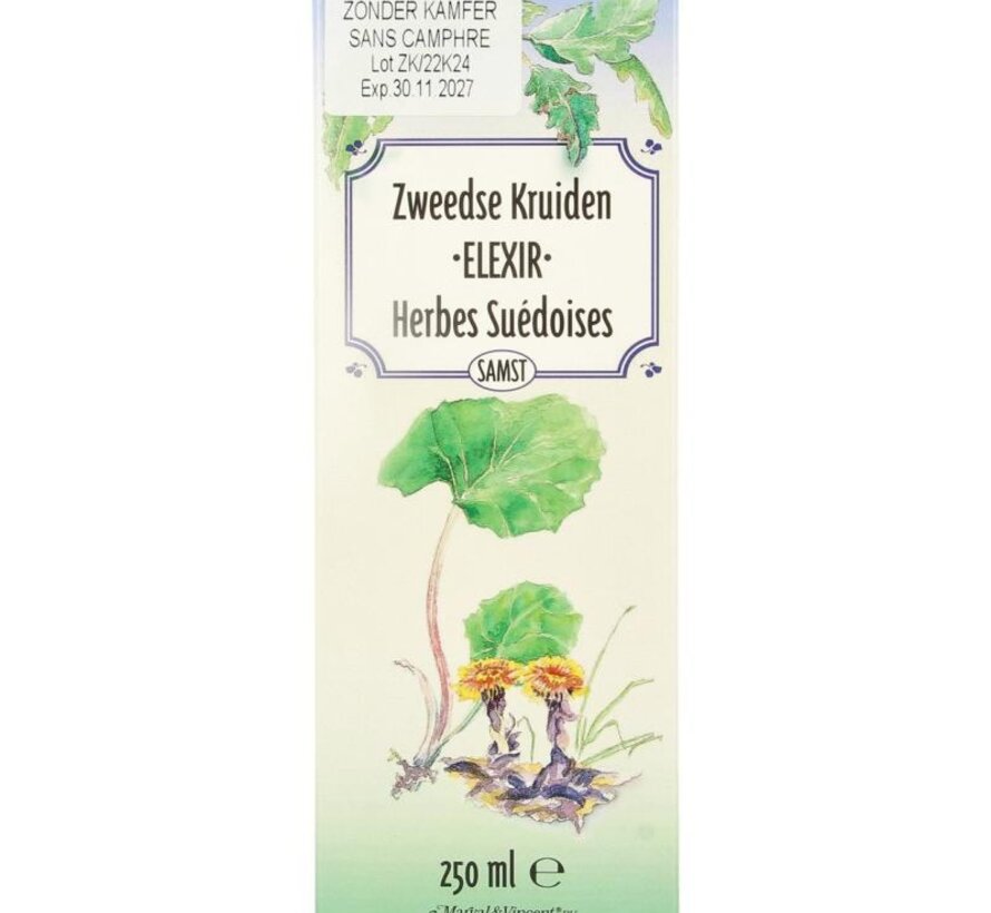 Marval & Vincent Zweedse Kruiden Elexir zonder Kamfer 250 ml