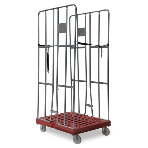 Rolcontainer 2-heks klemhekken + spanbanden, 810x680x1680 mm