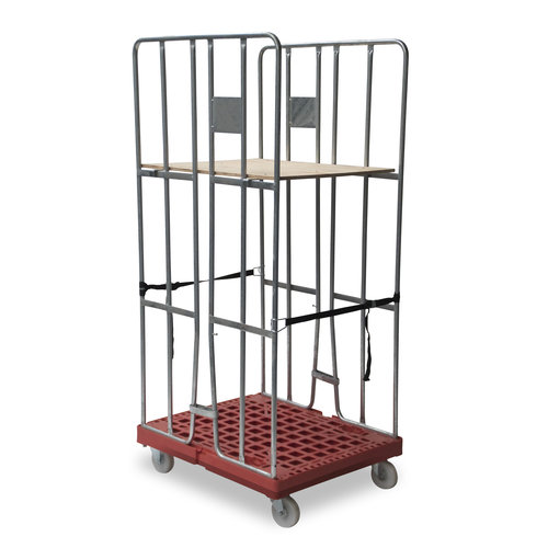 Rolcontainer 2-heks klemhekken + spanbanden, 810x680x1680 mm