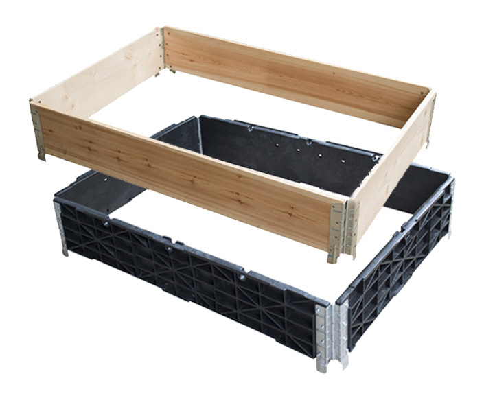 Wooden pallet edges plastic pallet edges