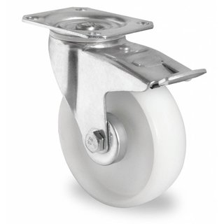 Zwenkwiel PA Ø 125 mm - met rollager en rem, 200 kg