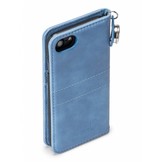 GranC wallet hoes lichtblauw met drukknopen voor de iPhone SE (2022 / 2020) / 8 / 7 / 6(s)