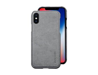 Pierre Cardin echt lederen hardcase hoes iPhone X / XS grijs