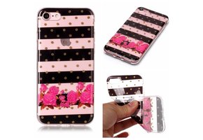 Softcase strepen en bloemen hoes iPhone 7 / 8 / SE (2020