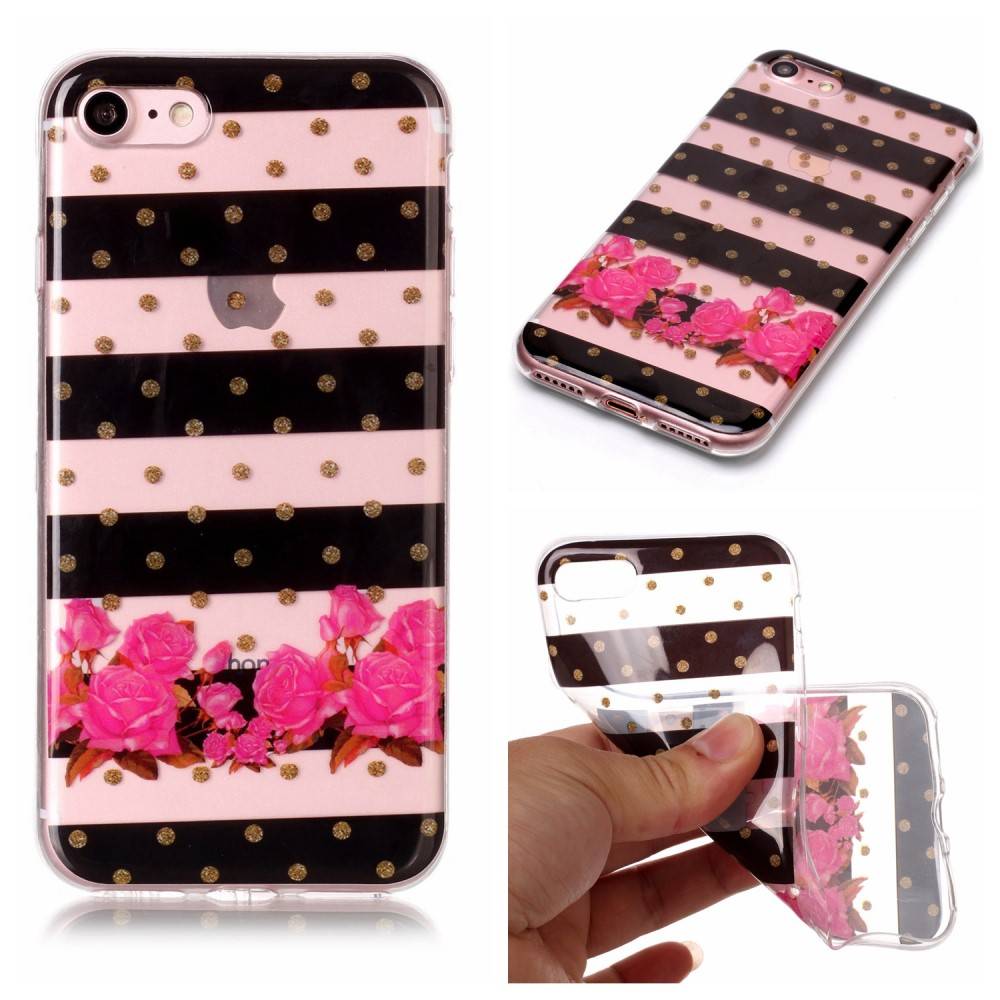Softcase strepen en bloemen hoes voor de iPhone 7/iPhone 8/iPhone SE (2020