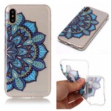 Softcase mandala bloem blauw hoes voor de iPhone X / XS