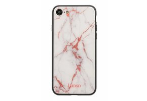Lunso - marmeren backcover hoes - iPhone SE (2022 / 2020) / 8 / 7 / 6(s)- roze