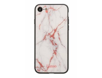 Lunso - marmeren backcover hoes - iPhone SE (2022 / 2020) / 8 / 7 / 6(s)- roze