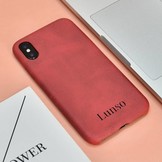 Lunso ultra dunne backcover hoes lederlook rood voor de iPhone X / XS