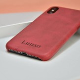 Lunso ultra dunne backcover hoes lederlook rood voor de iPhone X / XS