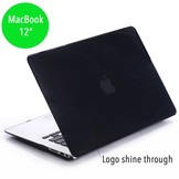Lunso glanzende hardcase hoes zwart voor de MacBook 12 inch