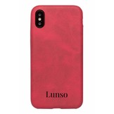 Lunso ultra dunne backcover hoes lederlook rood voor de iPhone X / XS