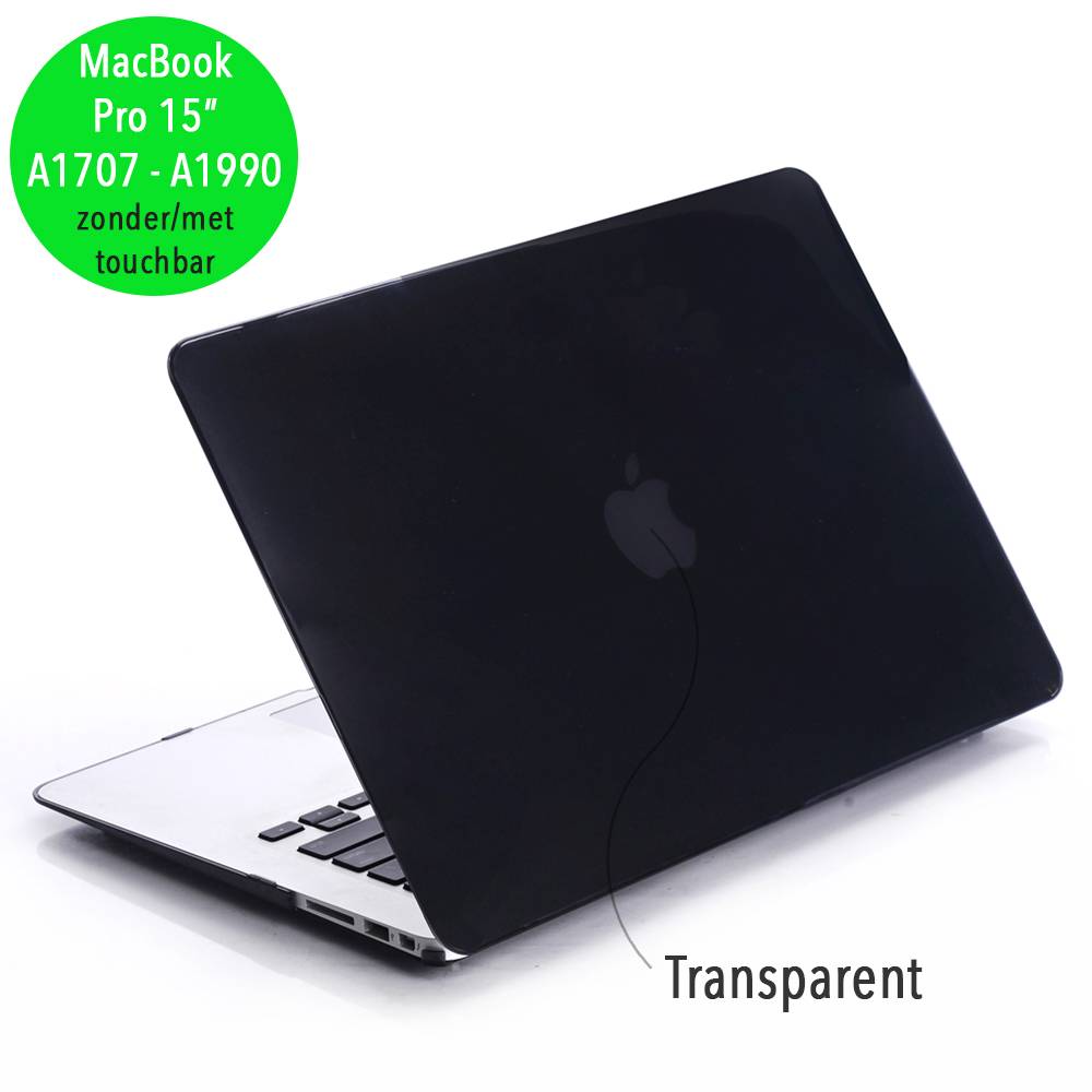 Lunso glanzende cover hoes zwart voor de MacBook Pro 15 inch (2016-2020)
