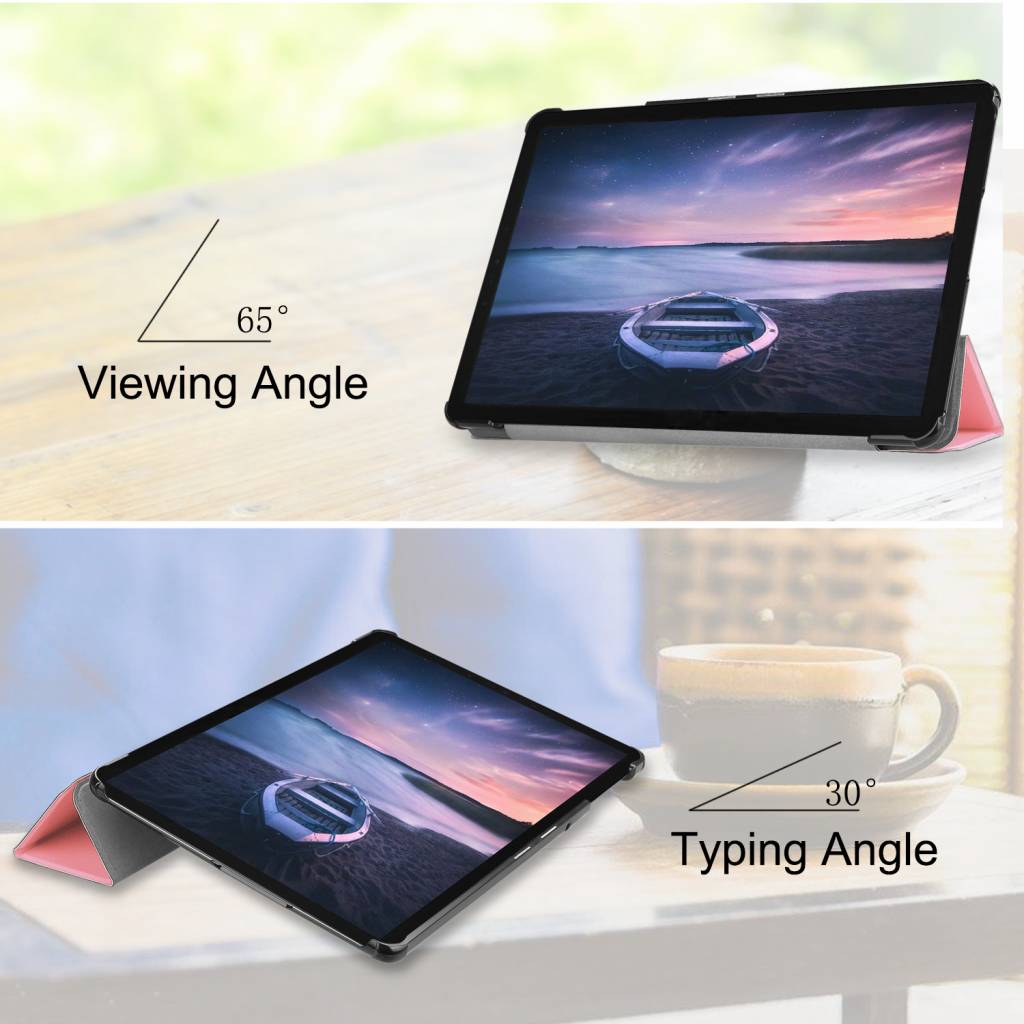 3-Vouw sleepcover hoes lichtroze voor de Samsung Galaxy Tab S4 10.5 inch