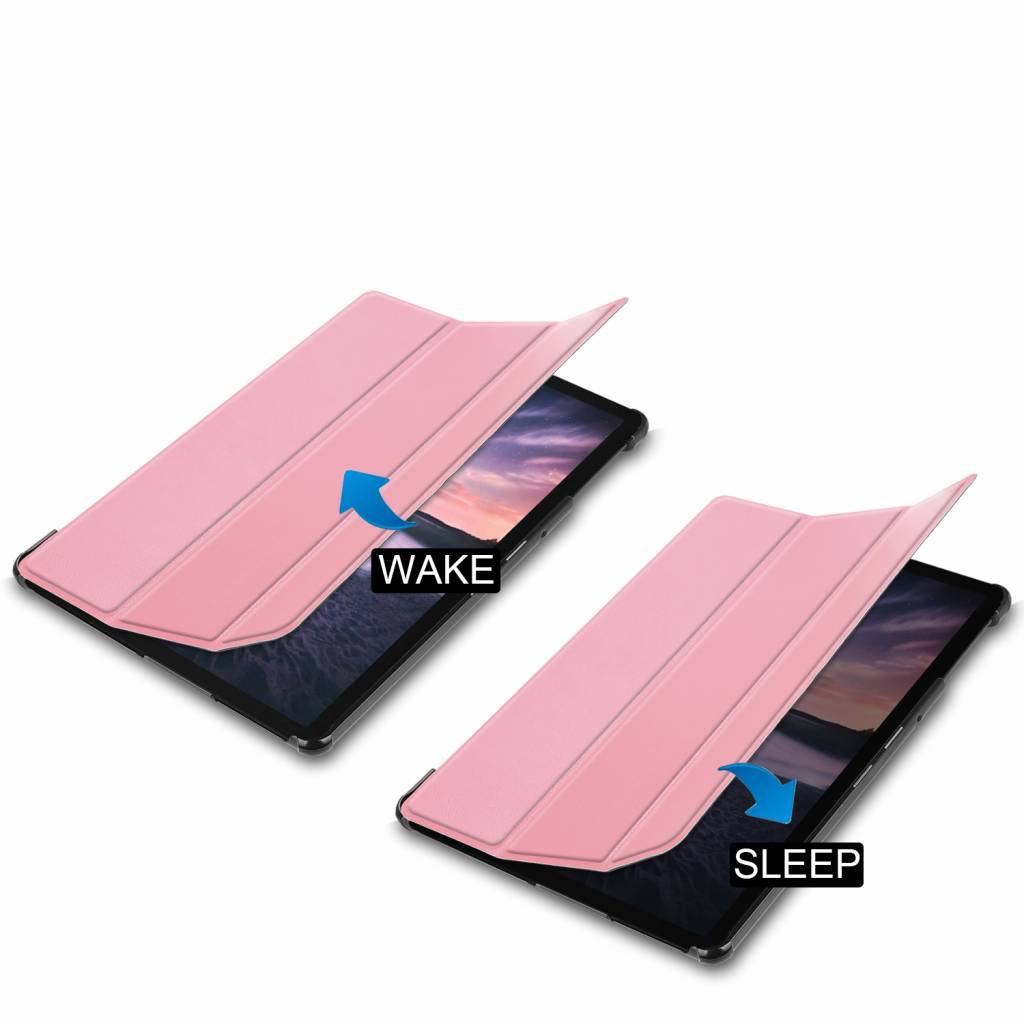 3-Vouw sleepcover hoes lichtroze voor de Samsung Galaxy Tab S4 10.5 inch