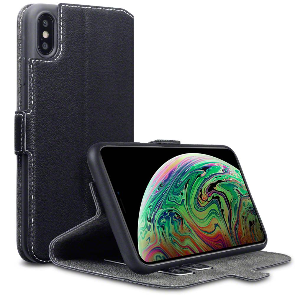 Qubits slim wallet zwart hoes voor de iPhone XS Max