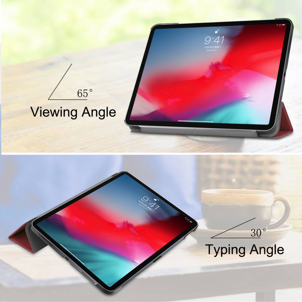 3-Vouw sleepcover hoes bordeaux rood voor de iPad Pro 11 inch (2018-2019)