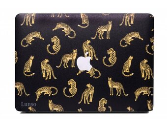 Lunso MacBook Air 13 inch (2010-2017) cover hoes - case - Leopard Black