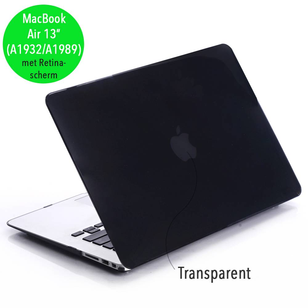 Lunso glanzende cover hoes zwart voor de MacBook Air 13 inch (2018-2019)